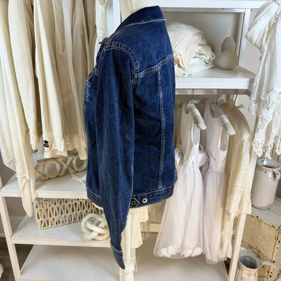 Liz Claiborne sz. Large Denim Jacket Classic durable, mature, fall, winter #4256 - Picture 3 of 10